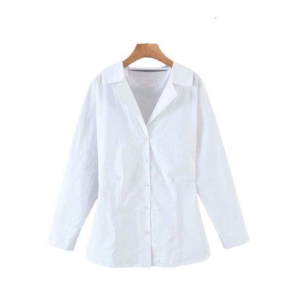 women's blouses & shirts slim women v neck soft cotton blouse 2021 spring-autumn fashion ladies high street single-breasted female, White
women's blouses & shirts slim women v neck soft cotton blouse 2021 spring-autumn fashion ladies high street single-breasted female, White
