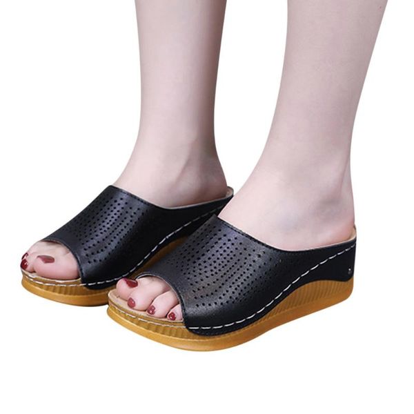 slippers women's wedges fashion heeled shoes hollow casual fish mouth summer ladies sandals, Black
slippers women's wedges fashion heeled shoes hollow casual fish mouth summer ladies sandals, Black