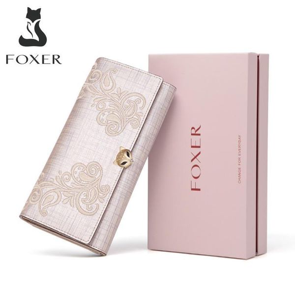 foxer womens card holder fashion clutch bag leather long tri fold wallet flower pattern phone purse coin, Red;black
foxer womens card holder fashion clutch bag leather long tri fold wallet flower pattern phone purse coin, Red;black