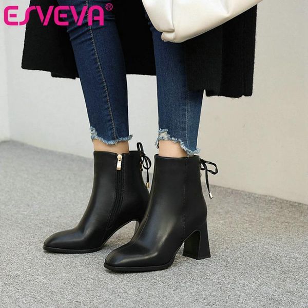 boots esveva 2021 elegant classic zipper square high heel pu leather ankle platform women shoes size 34-43, Black
boots esveva 2021 elegant classic zipper square high heel pu leather ankle platform women shoes size 34-43, Black