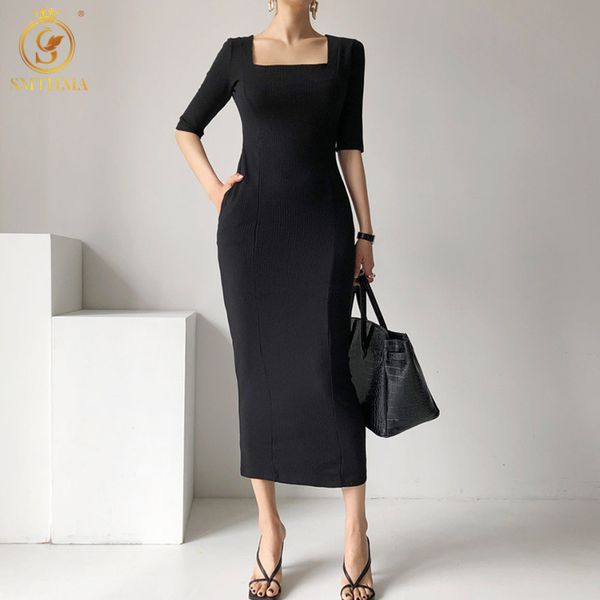 summer korean style ladies midi black dress women knitting short sleeve party dresses vestidos 210520, Black;gray
summer korean style ladies midi black dress women knitting short sleeve party dresses vestidos 210520, Black;gray