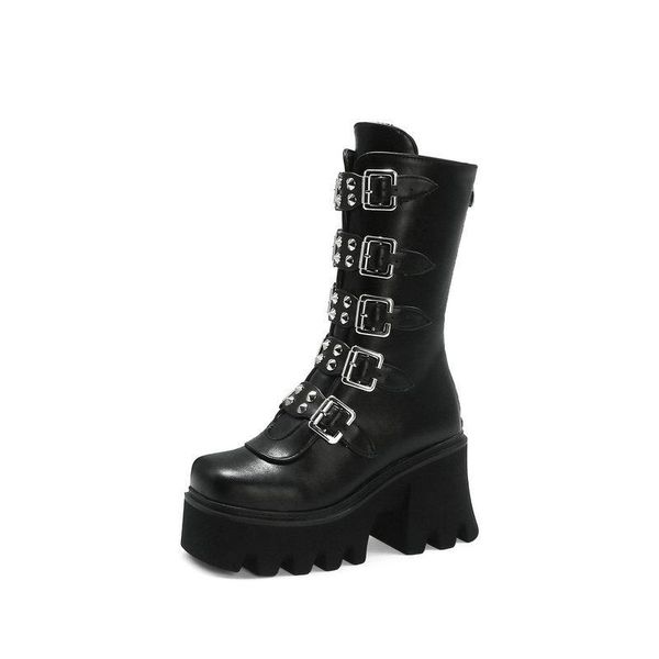 boots shoes for women 2021 winter designer demonia mid calf punk leather platform goth big size 44, Black
boots shoes for women 2021 winter designer demonia mid calf punk leather platform goth big size 44, Black