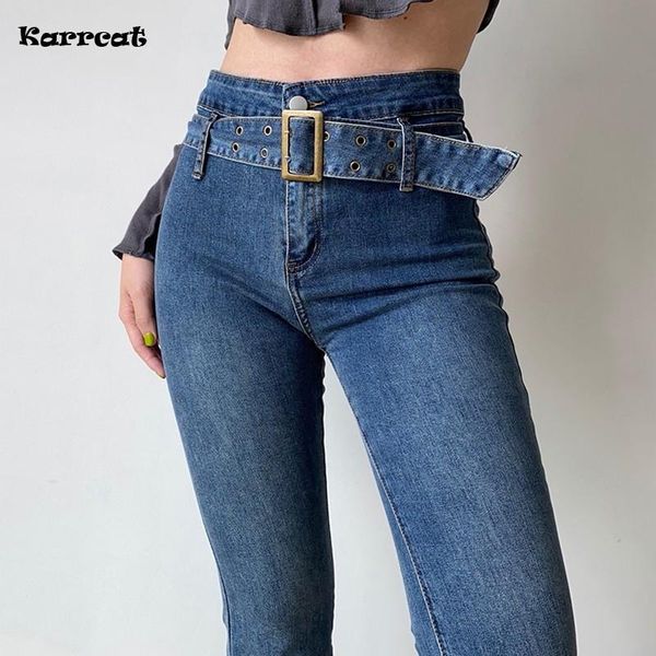 women's jeans karrcat vintage high waist flare with belt skinny bell bottom women denim pants female chic blue trouser capris
women's jeans karrcat vintage high waist flare with belt skinny bell bottom women denim pants female chic blue trouser capris