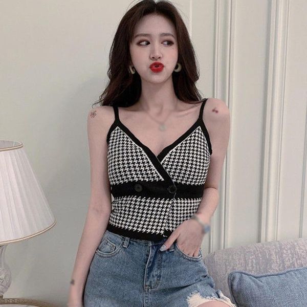 women's tanks & camis women classic plaid camisole fashion slim ladies short style vest knitted tank with button, White
women's tanks & camis women classic plaid camisole fashion slim ladies short style vest knitted tank with button, White