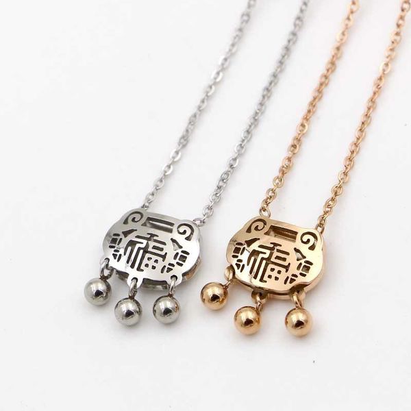 x5-210-2 fuzi pingan titanium steel plated 18k gold women's long life lock benmingnian short necklace, Silver
x5-210-2 fuzi pingan titanium steel plated 18k gold women's long life lock benmingnian short necklace, Silver