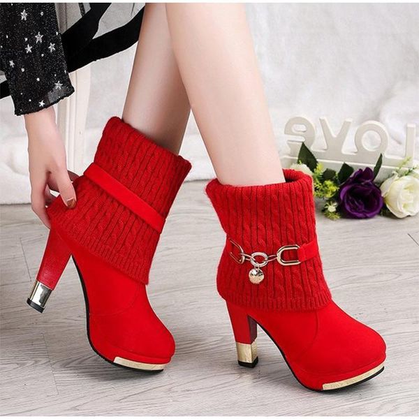 boots women ankle knitted high heels shoes winter fashion plus size woman ladies warm plush platform pumps non slip, Black
boots women ankle knitted high heels shoes winter fashion plus size woman ladies warm plush platform pumps non slip, Black