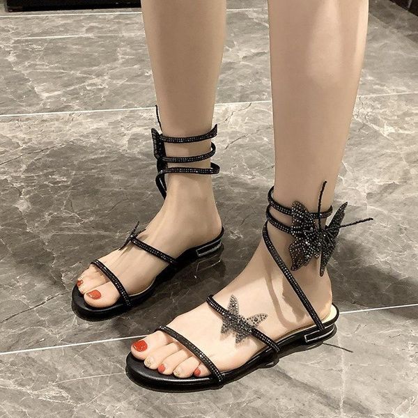 sandals women's summer crystal butterfly female diamond roman elastic band open toe lady shoes sandalias mujer, Black
sandals women's summer crystal butterfly female diamond roman elastic band open toe lady shoes sandalias mujer, Black