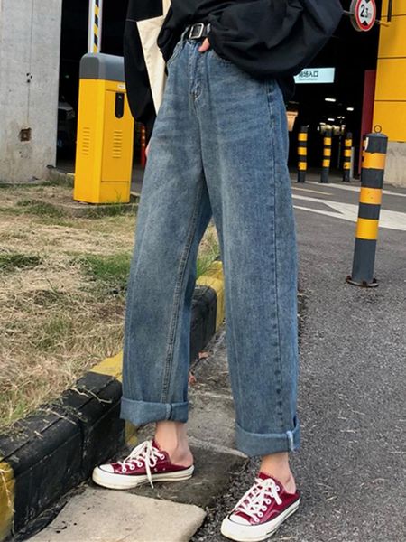 women's jeans dd0258 high-waisted straight-leg wild loose retro wide-leg pants, Blue
women's jeans dd0258 high-waisted straight-leg wild loose retro wide-leg pants, Blue
