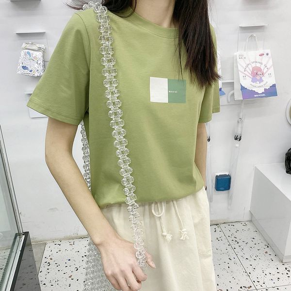 women's t-shirt 2021 summer color contrast block print women t-shirt round neck short sleeve pure cotton loose t-shirts casual fem, White
women's t-shirt 2021 summer color contrast block print women t-shirt round neck short sleeve pure cotton loose t-shirts casual fem, White