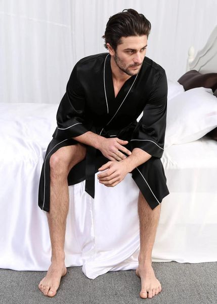 men's sleepwear 19 momme kimono silk robe with piping man customized long-sleeved bathrobe home nightgown, Black;brown
men's sleepwear 19 momme kimono silk robe with piping man customized long-sleeved bathrobe home nightgown, Black;brown