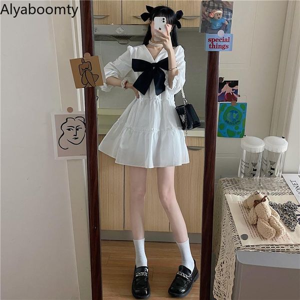 casual dresses japanese harajuku spring autumn women white mini dress v neck bow high waist party puff sleeve ruffles lolita tiered, Black;gray
casual dresses japanese harajuku spring autumn women white mini dress v neck bow high waist party puff sleeve ruffles lolita tiered, Black;gray
