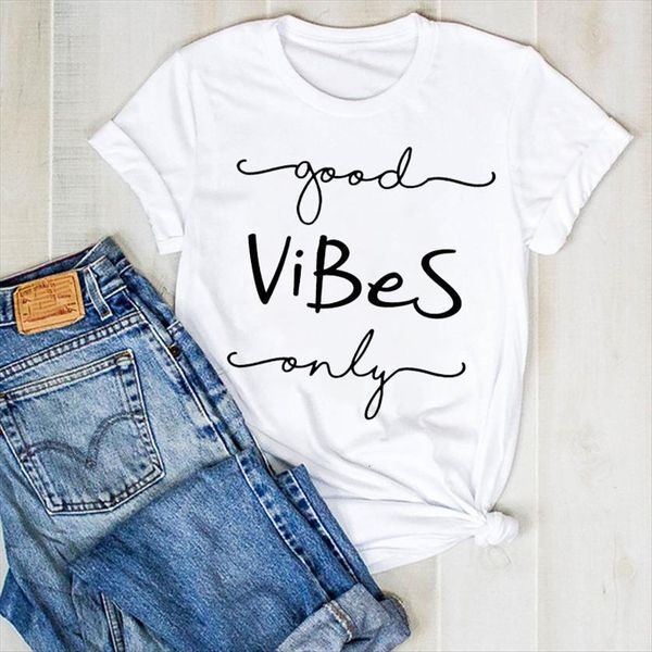 letter printed good vibes womens print fashion summer tee clothes graphic, White
letter printed good vibes womens print fashion summer tee clothes graphic, White