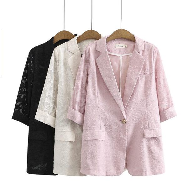 women's suits & blazers summer jacquard blazer plus size 2021 chic korean loose mid length five point sleeve suit jacket ladies zh1525, White;black
women's suits & blazers summer jacquard blazer plus size 2021 chic korean loose mid length five point sleeve suit jacket ladies zh1525, White;black