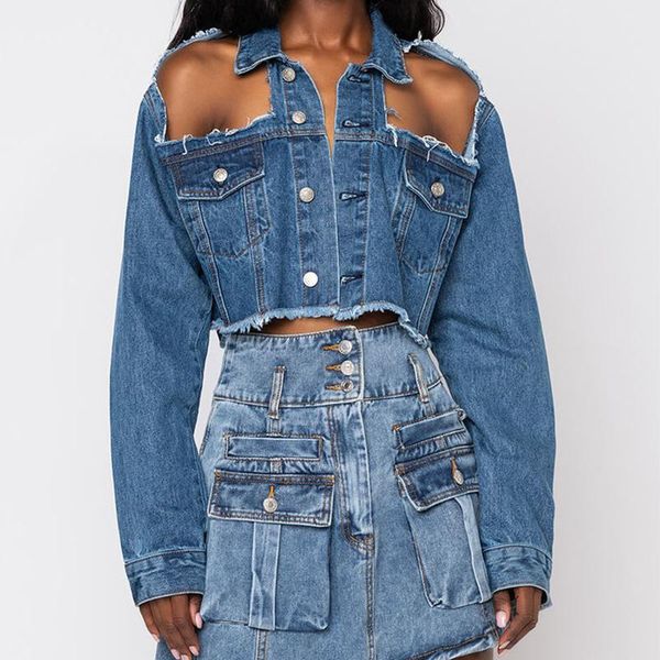 women's jackets short blue denim women fashion hole hollow with pocket outwear autumn streetwear female jeans jacket coat, Black;brown
women's jackets short blue denim women fashion hole hollow with pocket outwear autumn streetwear female jeans jacket coat, Black;brown