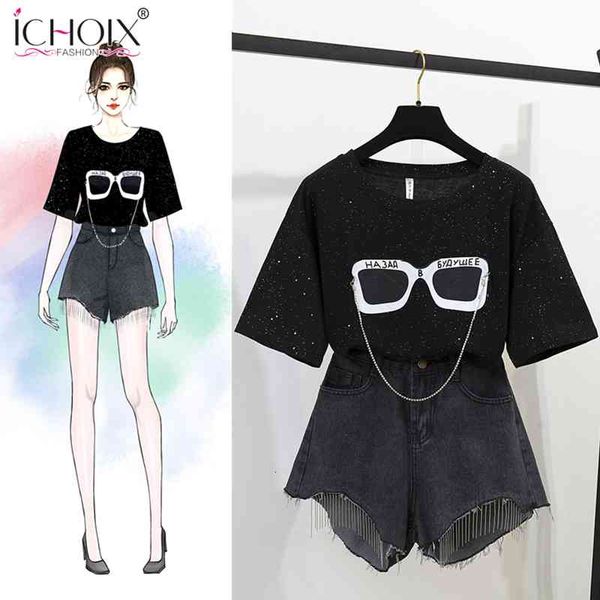women's shorts ichoix will see the style of two-piece black-white suit shorts + current t-shirt denim girl's 2 piece fashion kit o, White;black
women's shorts ichoix will see the style of two-piece black-white suit shorts + current t-shirt denim girl's 2 piece fashion kit o, White;black