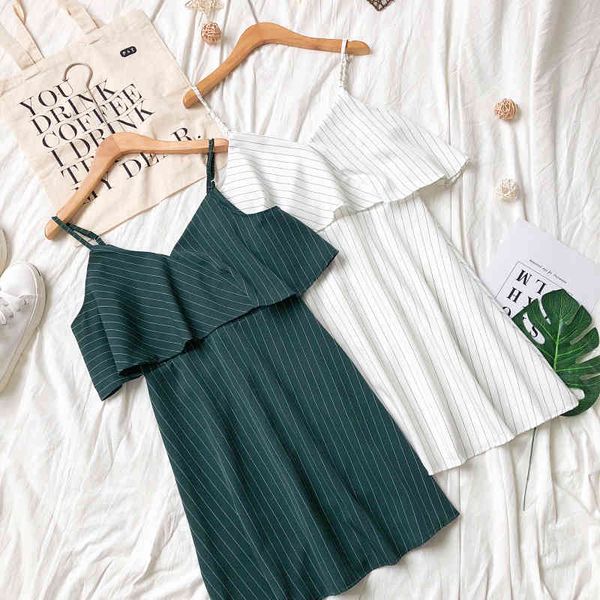casual dresses spring women fashion blending v-neck spaghetti strap ruffles shoulder stripes above knee ladies mini brief slip 0k3, Black;gray
casual dresses spring women fashion blending v-neck spaghetti strap ruffles shoulder stripes above knee ladies mini brief slip 0k3, Black;gray
