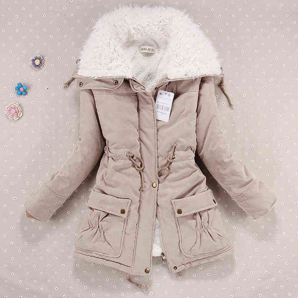 women winter jacket thicken long down jacket women coat slim fit hair collar cotton-padded clothes coat women down coats 211130, Black