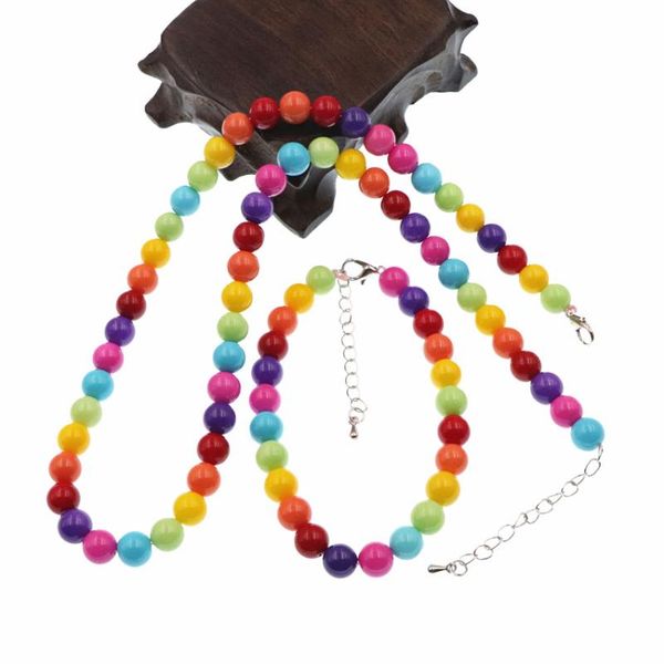 earrings & necklace trendy candy color beads jewelry set for women child flower bracelet girl choker gift accessories party b75, Silver
earrings & necklace trendy candy color beads jewelry set for women child flower bracelet girl choker gift accessories party b75, Silver