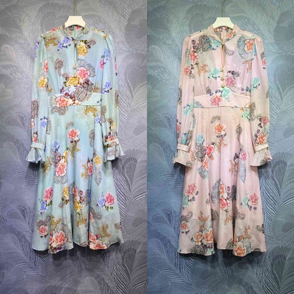 runway dresses european and american spring high-quality silk dress stand-up collar printing pearl buckle 029v, Black
runway dresses european and american spring high-quality silk dress stand-up collar printing pearl buckle 029v, Black