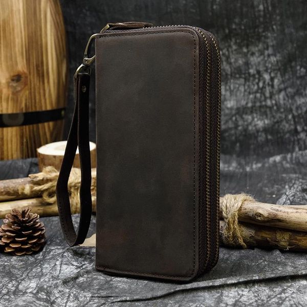 wallets double zipper women men long wallet vintage leather male clutch purse man phone card coin 100% genuine mens, Red;black
wallets double zipper women men long wallet vintage leather male clutch purse man phone card coin 100% genuine mens, Red;black