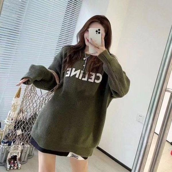 women's sweaters 2021 autumn winter letter round neck sweater olive green men's and loose knit net red tide, White;black
women's sweaters 2021 autumn winter letter round neck sweater olive green men's and loose knit net red tide, White;black