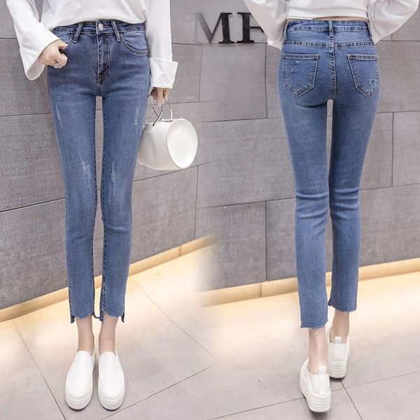 women's jeans spring and autumn korean slim fit split raw edge nine point fashion light color leggings 8jsv, Blue
women's jeans spring and autumn korean slim fit split raw edge nine point fashion light color leggings 8jsv, Blue