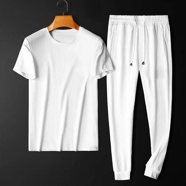 summer men's short-sleeved t-shirt casual suit trousers sports two-piece gym clothing, White;black
summer men's short-sleeved t-shirt casual suit trousers sports two-piece gym clothing, White;black
