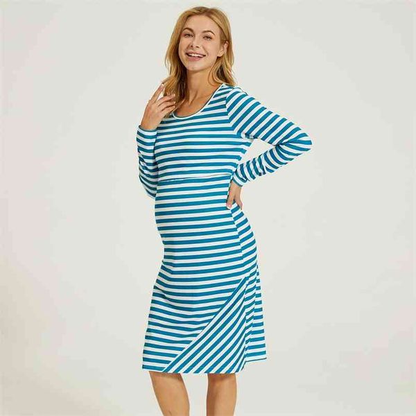 arrivalmaternity round collar stripes full print green/white knee length long-sleeve nursing dress 210528
arrivalmaternity round collar stripes full print green/white knee length long-sleeve nursing dress 210528