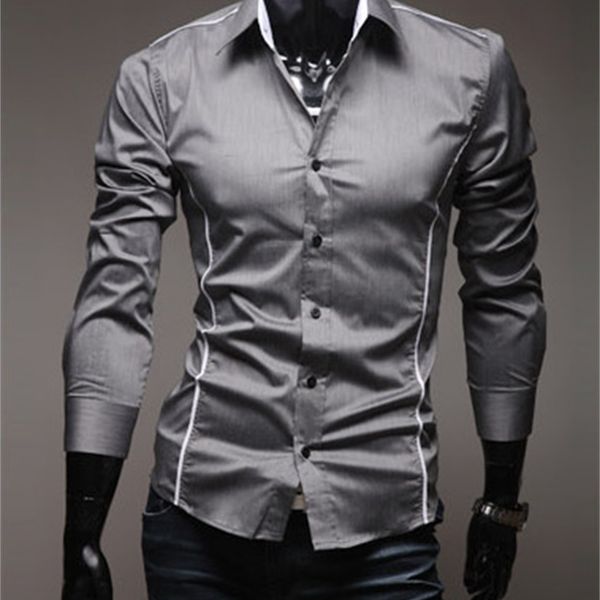 boutique fashion shirt slim cut men's casual long sleeve with individual eing in spring and autumn, White;black
boutique fashion shirt slim cut men's casual long sleeve with individual eing in spring and autumn, White;black
