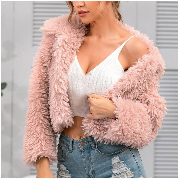 women's fur & faux streetwear women coat ladies warm jacket winter solid turn down collar outerwear hiver femme 2021, Black
women's fur & faux streetwear women coat ladies warm jacket winter solid turn down collar outerwear hiver femme 2021, Black