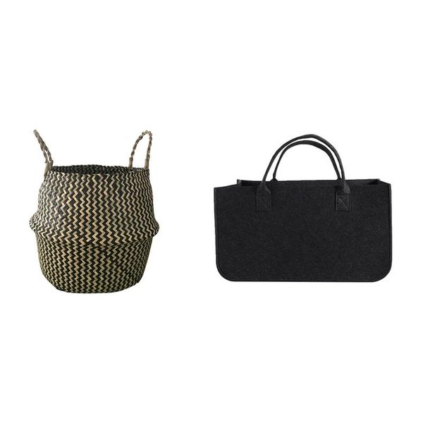 laundry bags foldable natural seagrass woven storage basket with handle black & felt bag large capacity casual shopping
laundry bags foldable natural seagrass woven storage basket with handle black & felt bag large capacity casual shopping
