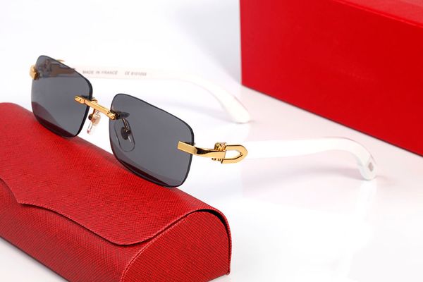 

Mens Sunglasses Designer Women Trendy Fashion Sports Driving Metal Gold Alloy White Wooden Frames Eyewear Brands Frameless Sunglass 55mm Eyeglasses Lunettes