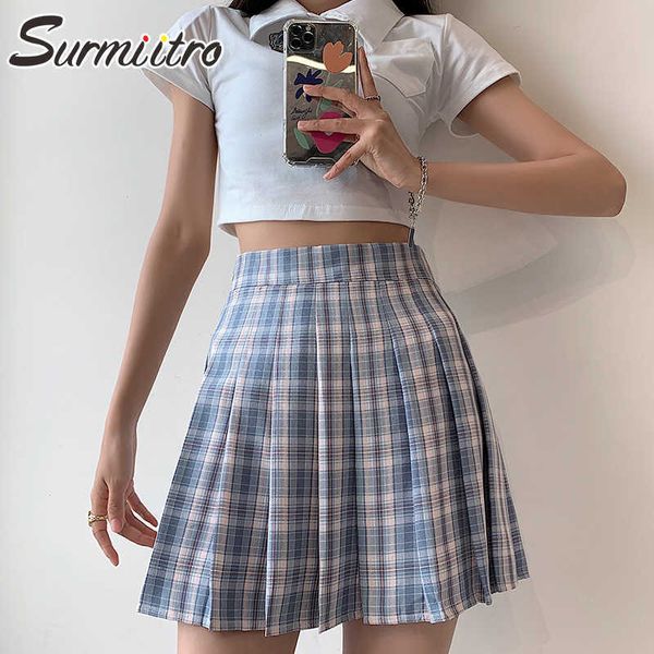 surmiitro summer fashion pleated skirt women korean style blue plaid a line high waist short mini skirt female 210712, Black
surmiitro summer fashion pleated skirt women korean style blue plaid a line high waist short mini skirt female 210712, Black