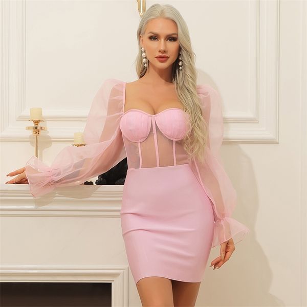 summer women pink lace mini club bodycon bandage dress long puff sleeve celebrity evening runway party 210507, Black;gray
summer women pink lace mini club bodycon bandage dress long puff sleeve celebrity evening runway party 210507, Black;gray