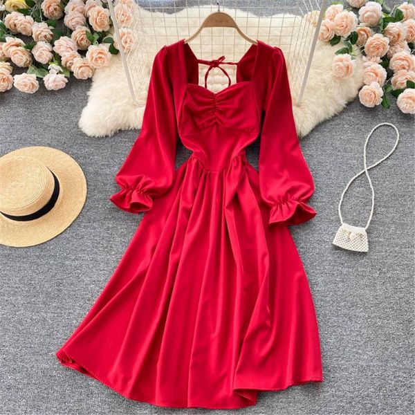 casual dresses autumn women vintage dress elegant sweet square collar long sleeve french female robe party vestidos 2021 coisini, Black;gray
casual dresses autumn women vintage dress elegant sweet square collar long sleeve french female robe party vestidos 2021 coisini, Black;gray