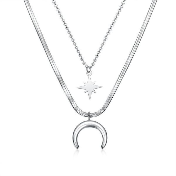 fashion double layer star and moon charm creative chain delicate clavicle zircon necklace for women jewelry pendant necklaces, Silver
fashion double layer star and moon charm creative chain delicate clavicle zircon necklace for women jewelry pendant necklaces, Silver