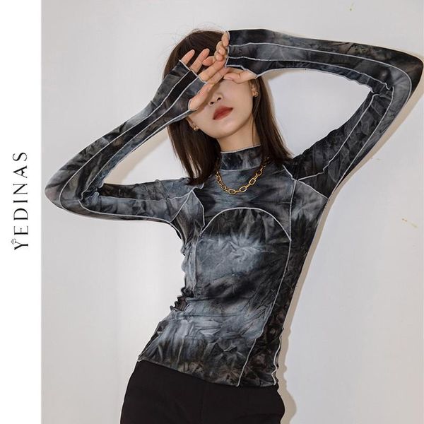 women's t-shirt yedinas gradient tie dye t-shirts women y2k turtleneck slim long sleeve t shirt punk style e girl chic fashion aestheti, White
women's t-shirt yedinas gradient tie dye t-shirts women y2k turtleneck slim long sleeve t shirt punk style e girl chic fashion aestheti, White