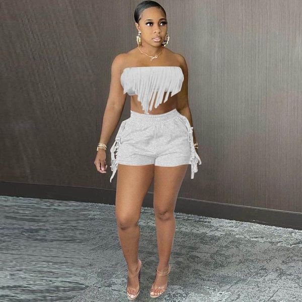 women's tracksuits summer two piece set women tube tassel fashion backless crop shorts sets club outfits lounge streetwear whol, Gray
women's tracksuits summer two piece set women tube tassel fashion backless crop shorts sets club outfits lounge streetwear whol, Gray