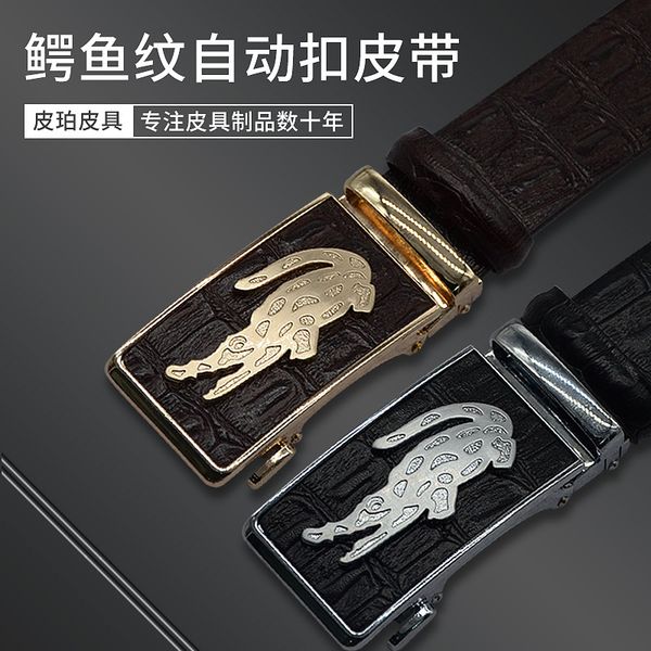 young men's automatic belt buckle trousers upper two-layer leather crocodile business, Black;brown
young men's automatic belt buckle trousers upper two-layer leather crocodile business, Black;brown