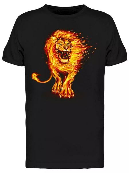 Infuriated Fire Lion Tee Men's -Image by Shutterstock, White;black 
Infuriated Fire Lion Tee Men's -Image by Shutterstock, White;black