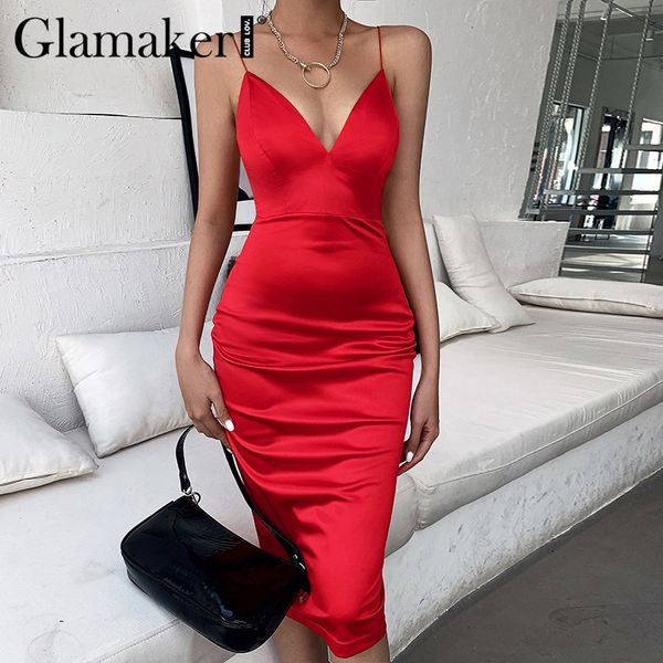 glamaker satin v-neck red dress women backless strap bodycon midi dress female spring summer sleeveless elegant party dress 210414, Black;gray
glamaker satin v-neck red dress women backless strap bodycon midi dress female spring summer sleeveless elegant party dress 210414, Black;gray