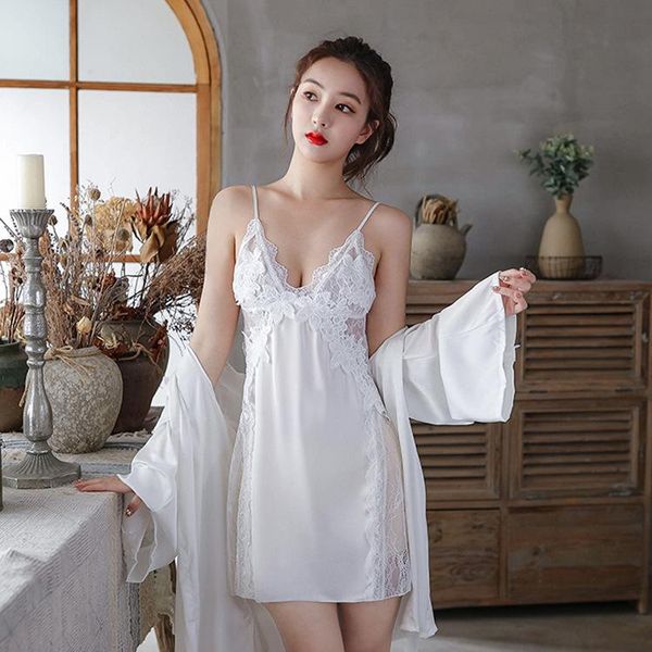 women's sleepwear 2pcs pajamas set bride bridesmaid wedding robe lace satin kimono gown v-neck bath sling nightwear home dress, Black;red
women's sleepwear 2pcs pajamas set bride bridesmaid wedding robe lace satin kimono gown v-neck bath sling nightwear home dress, Black;red