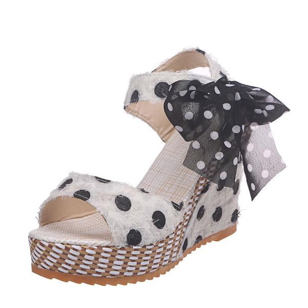 women sandals 2021 sweet dot bow platform summer beach shoes peep toe wedges casual sandales femme boheme, Black
women sandals 2021 sweet dot bow platform summer beach shoes peep toe wedges casual sandales femme boheme, Black