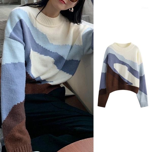 women long sleeve o-neck sweater contrast color patchwork knitwear jumper 28gb women's sweaters, White;black
women long sleeve o-neck sweater contrast color patchwork knitwear jumper 28gb women's sweaters, White;black