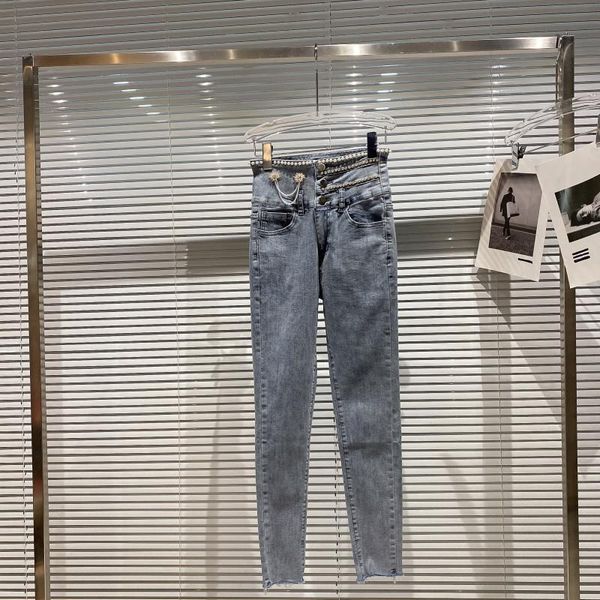 women's jeans high street est 2021 designer fashion lion button pearls diamonds beaded waist pencil pants, Blue
women's jeans high street est 2021 designer fashion lion button pearls diamonds beaded waist pencil pants, Blue