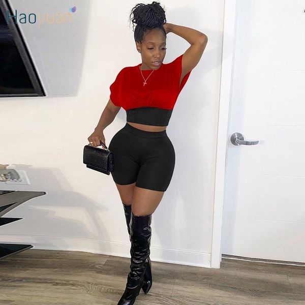 women's tracksuits haoyuan patchwork 2 piece set short sleeve corset biker shorts summer tracksuit women clothes club outfit match, Gray
women's tracksuits haoyuan patchwork 2 piece set short sleeve corset biker shorts summer tracksuit women clothes club outfit match, Gray