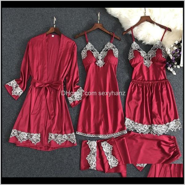 womens underwear apparel drop delivery 2021 satin women homewear 5pcs suit sleepwear spring summer home clothing soft kimono bathrobe gown n, Black;red
womens underwear apparel drop delivery 2021 satin women homewear 5pcs suit sleepwear spring summer home clothing soft kimono bathrobe gown n, Black;red