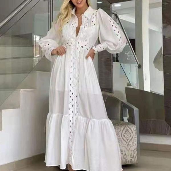 casual dresses 2021 summer designer fashion white hollow out dress women elegant runway lantern sleeve long, Black;gray
casual dresses 2021 summer designer fashion white hollow out dress women elegant runway lantern sleeve long, Black;gray