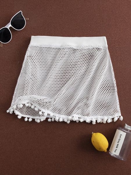 pom pom hem hollow out cover up u3jh#, White;black
pom pom hem hollow out cover up u3jh#, White;black