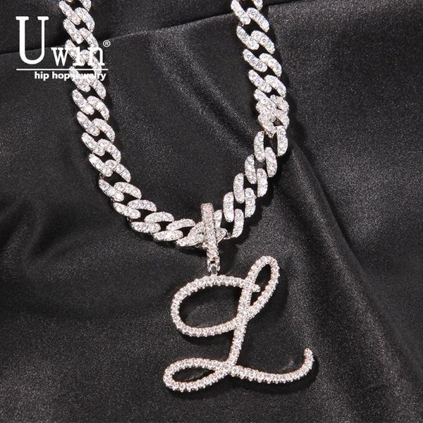 uwin cursive letters with 9mm iced out cuban chain brush cubic zirconia intial name necklace jewelry charm hip hop drop pendant necklaces, Silver
uwin cursive letters with 9mm iced out cuban chain brush cubic zirconia intial name necklace jewelry charm hip hop drop pendant necklaces, Silver
